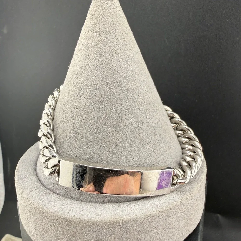 Vintage ID Bracelet Silver Tone Adjustable Not Engraved 8.5